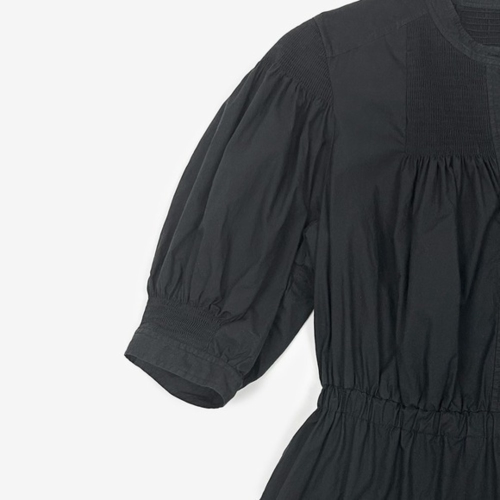 La Vie Rebecca Taylor Tiered Mini Dress Size M Black Cotton Classic Quiet Luxury - Picture 6 of 9